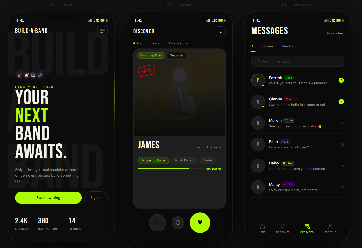 Build-a-band UI design